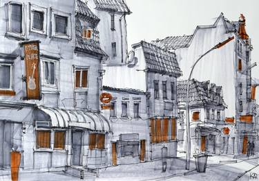 Original Illustration Cities Drawings by Yurii Andreichyn