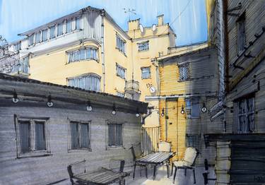 Original Impressionism Architecture Drawing by Yurii Andreichyn