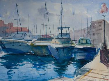 Original Impressionism Boat Paintings by Yurii Andreichyn