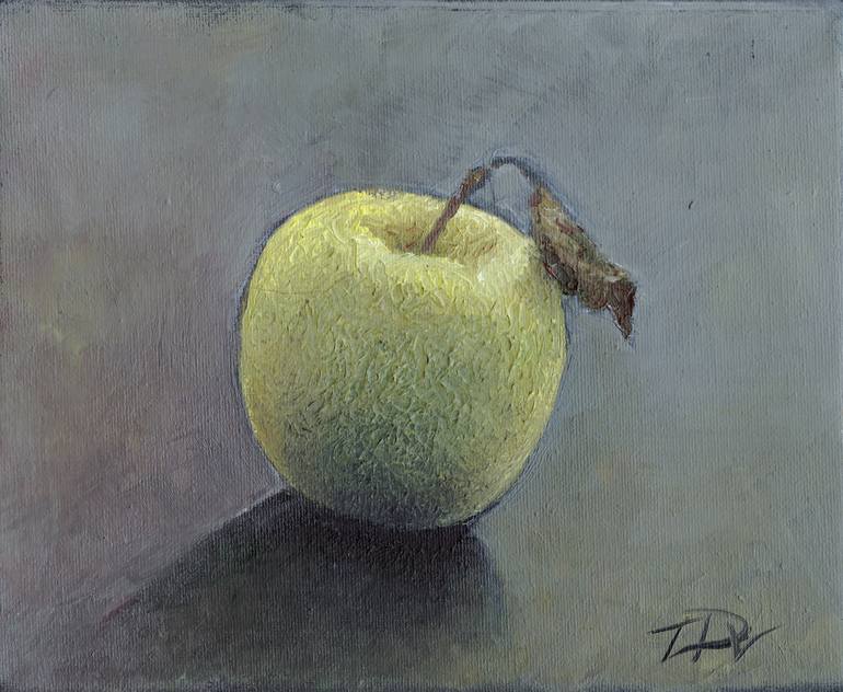 Original Still Life Painting by Tat'iana Dvoretskaia | Classicism Art on Canvas | The green apple