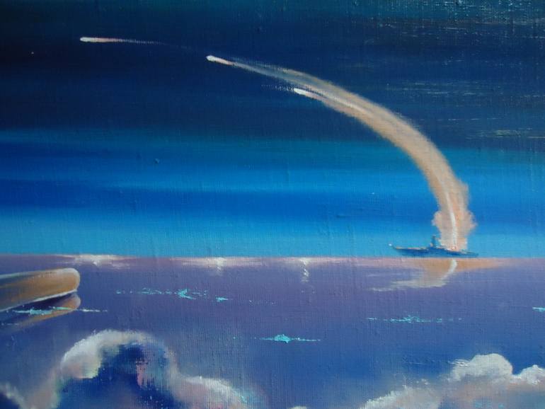 Original Abstract Expressionism Boat Painting by Sergey Mogilevsky