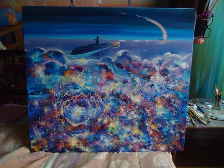 Original Abstract Expressionism Boat Painting by Sergey Mogilevsky