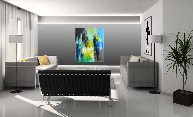 Original Art Deco Abstract Painting by German Benavides