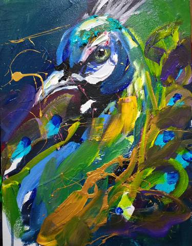 Original Abstract Expressionism Animal Painting by Muh Ilyas Ruhiyat