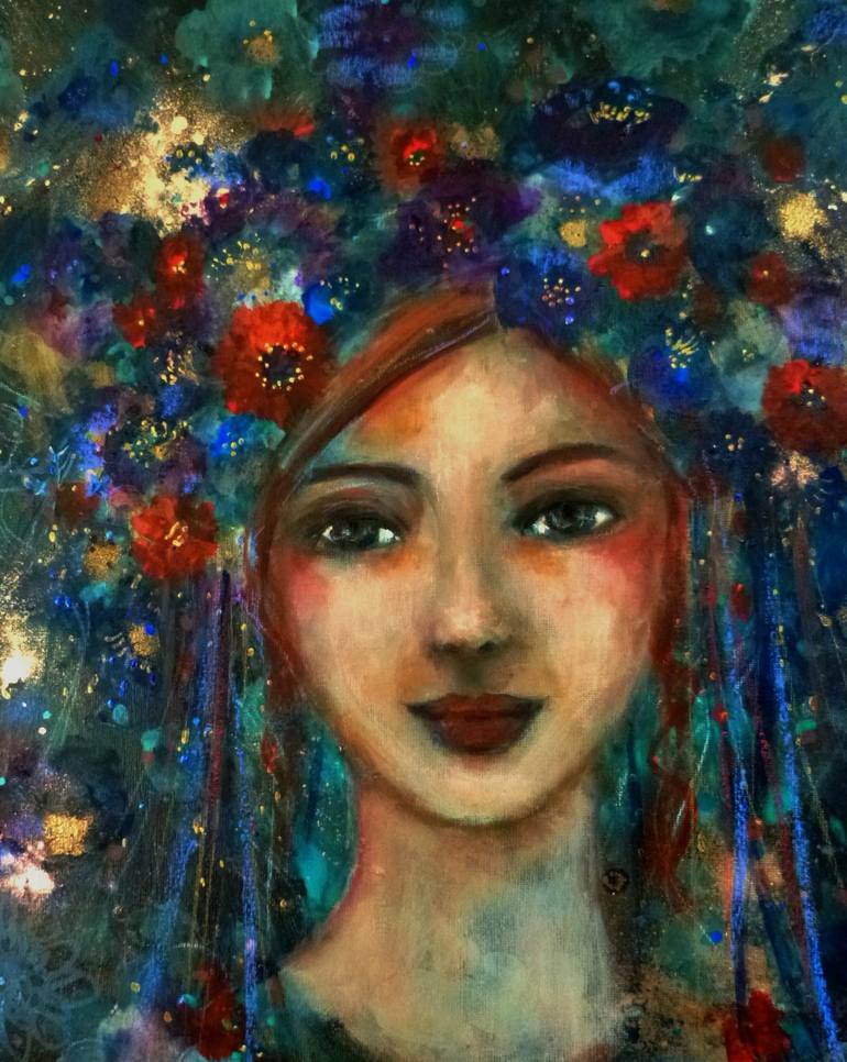 Original Figurative Women Painting by Loetitia Pillault