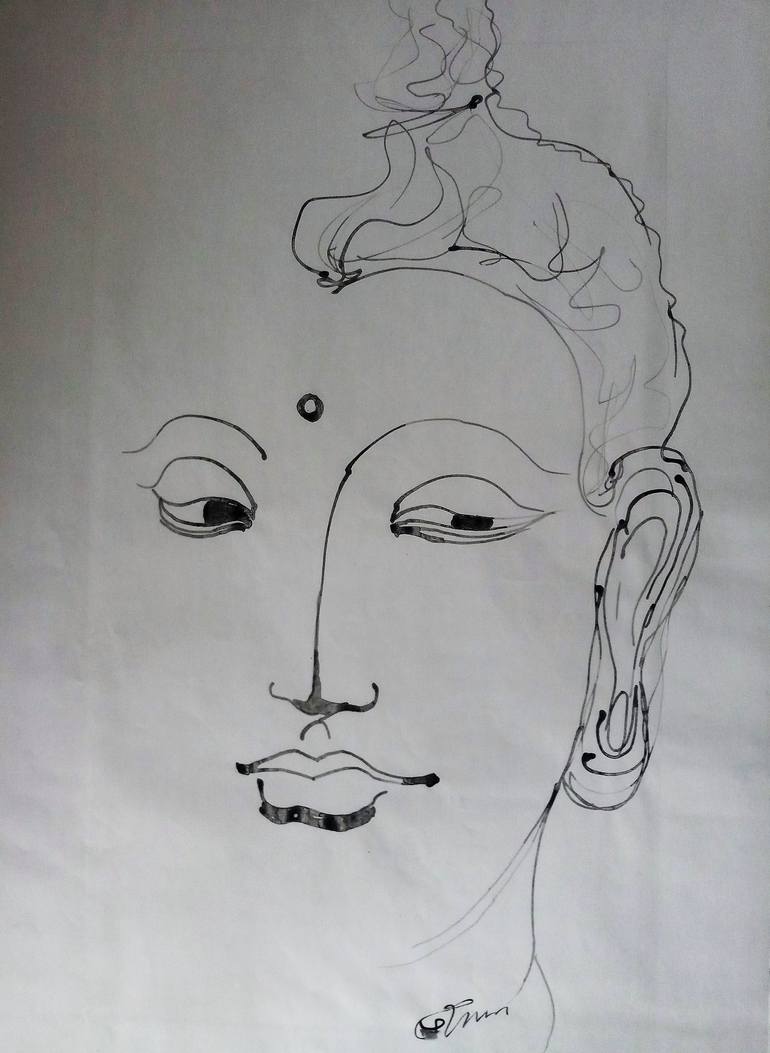 buddha head drawing pencil