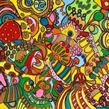 WIKIWIKI, colorful, doodles, detailed, hippie, lsd, wonder, crazy soft  abstract by Veera Zukova, very colorful, lucid, matrix, fractals, fracture,  moon, Cosmic,sweet, sugar, dessert, filled up, incredible, circus, clown,  birthday, party, awesome, joyful