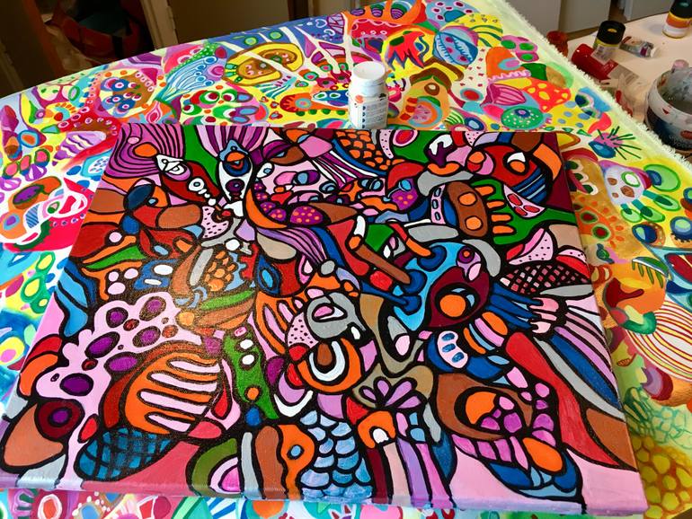 Original Pop Art Abstract Painting by Veera Zukova