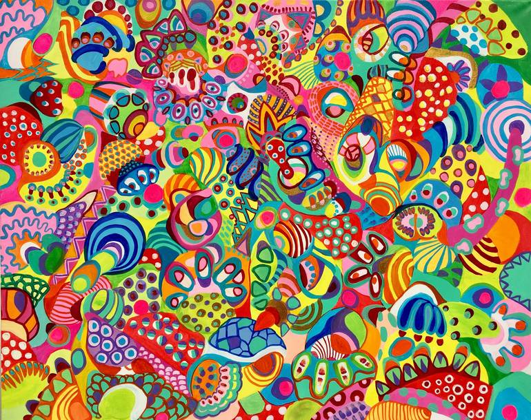 Sunshine. colorful detailed abstract doodles interesting Painting by ...