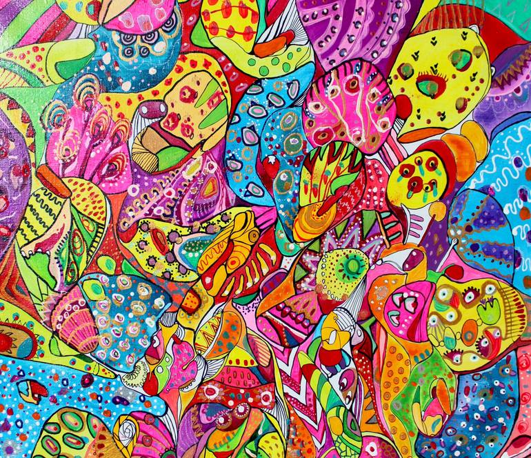 FREEDOM colorful abstract detailed doodles happy art Painting by Veera  Zukova