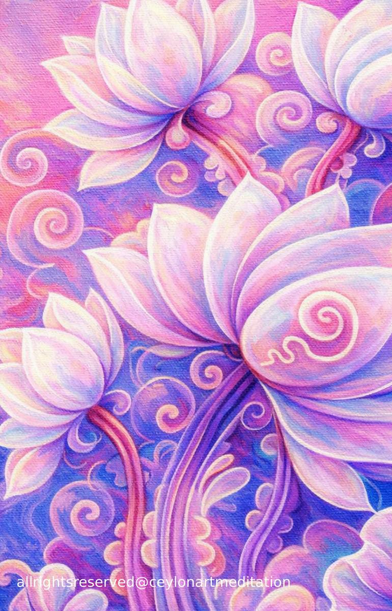Original Floral Painting by Thushari Gamage | Art Deco Art on Canvas | Echo of the Lake only for orders