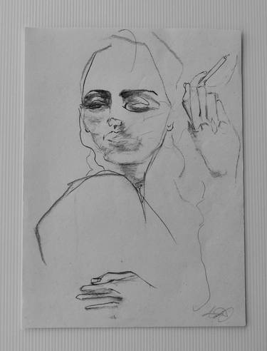 Original Abstract Expressionism Women Drawing by Cat Ivory