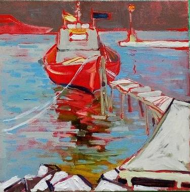 Print of Boat Paintings by Olga Sabadin