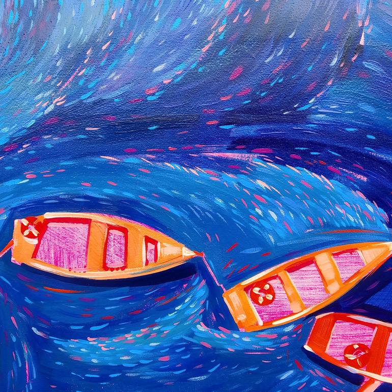 Original Boat Painting by Olga Sabadin