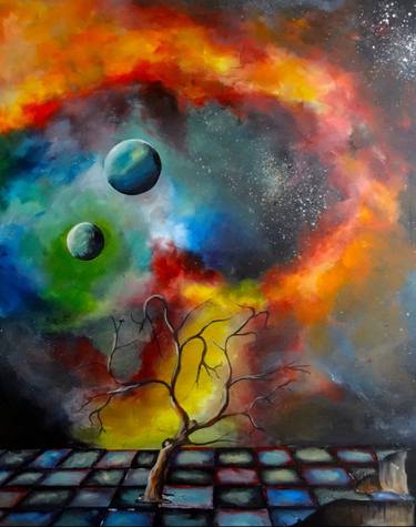 Original Surrealism Outer Space Painting by Casey Finn