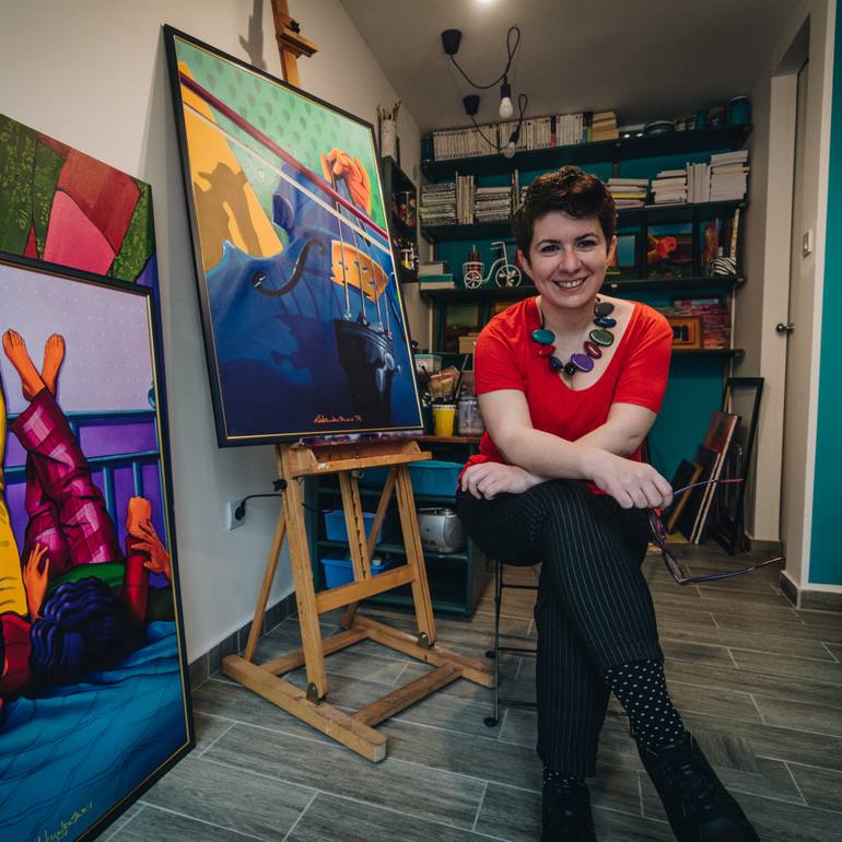 Original Expressionism People Painting by Aleksandra Miric