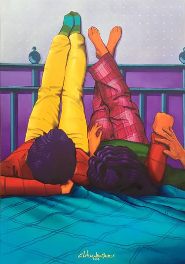 Original Figurative Love Painting by Aleksandra Miric