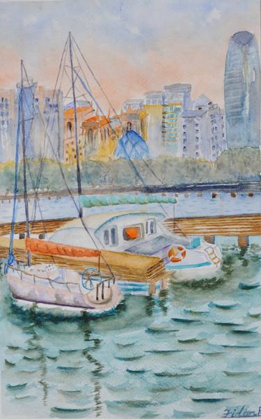 Print of Boat Paintings by Fidan Rustamli