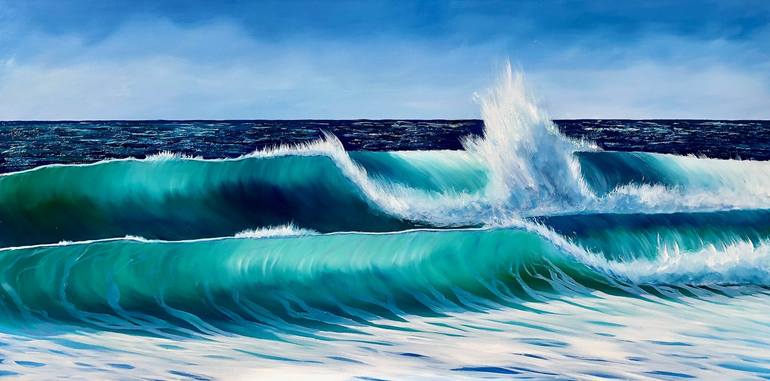 Sea Green Waves IV Painting by Catherine Kennedy