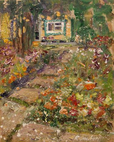 Original Impressionism Garden Paintings by Roman Romulen