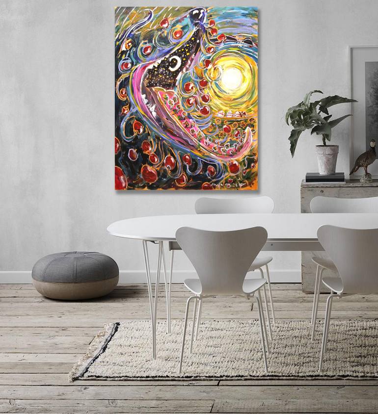 Original Abstract Expressionism Fantasy Painting by Roman Romulen
