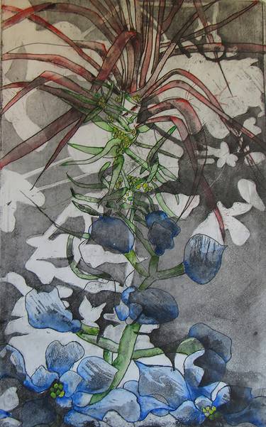 Original Abstract Expressionism Floral Printmaking by Kit Eastman