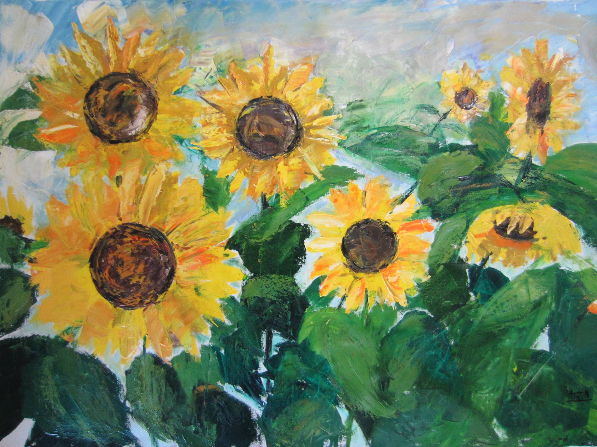 childhood's sunflowers Painting by Farzaneh Khosravi | Saatchi Art