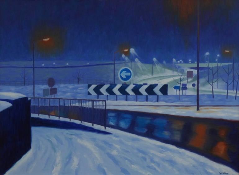 Roundabout with snow Painting by Paul Wilson | Saatchi Art