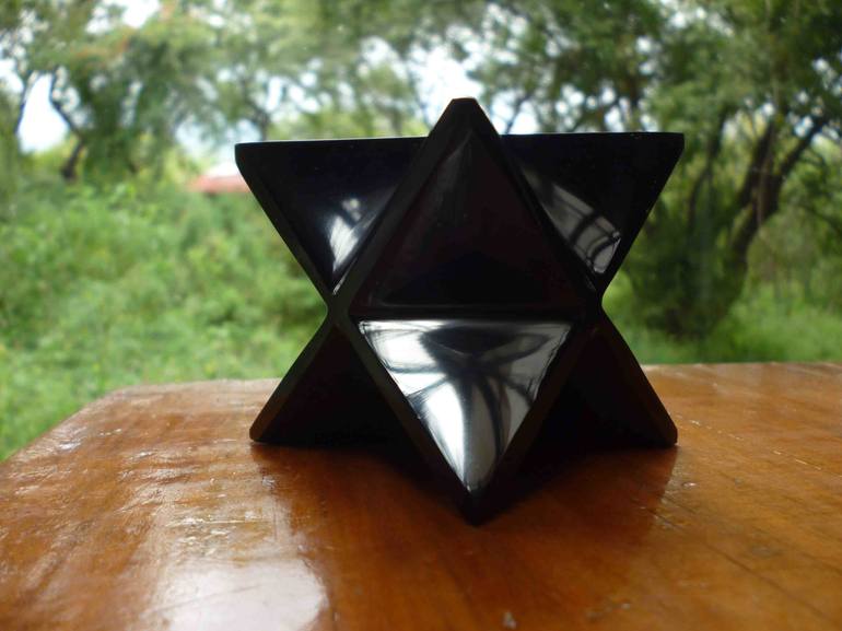 kundalini Star carved obsidian Merkaba star energy meditation chakras - Print