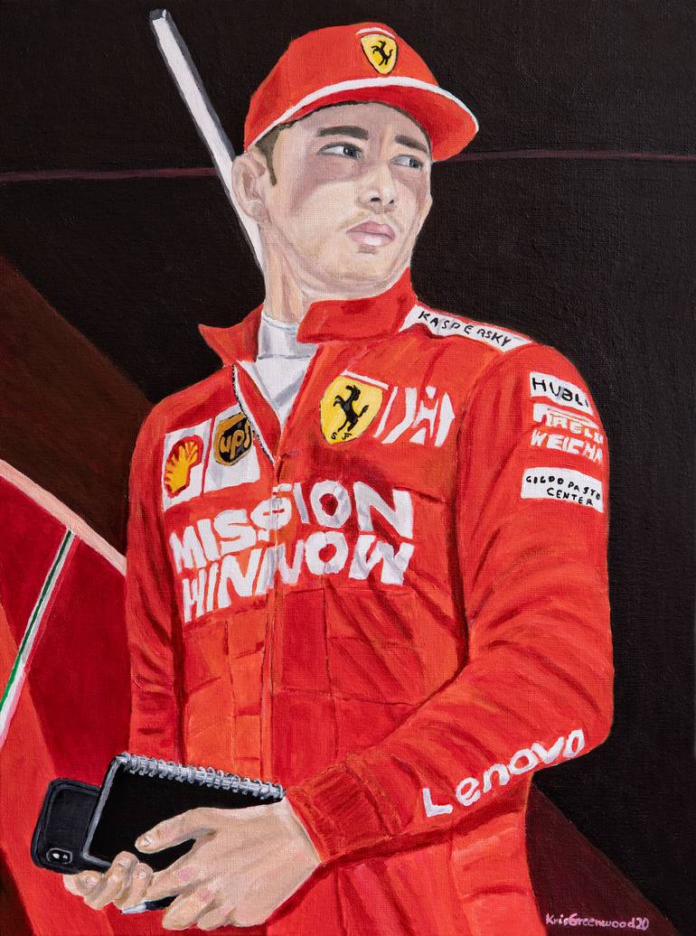 Portrait painting of Charles Leclerc Ferrari F1 driver Painting by