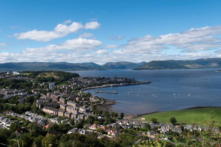 Scenic View Of The Town And Harbor Of Gourock In Greenock Area, Greenock