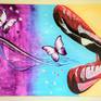 Beautiful colors. Purple pink and blue. Red lips. Butterflies. Fantastic imaginations.