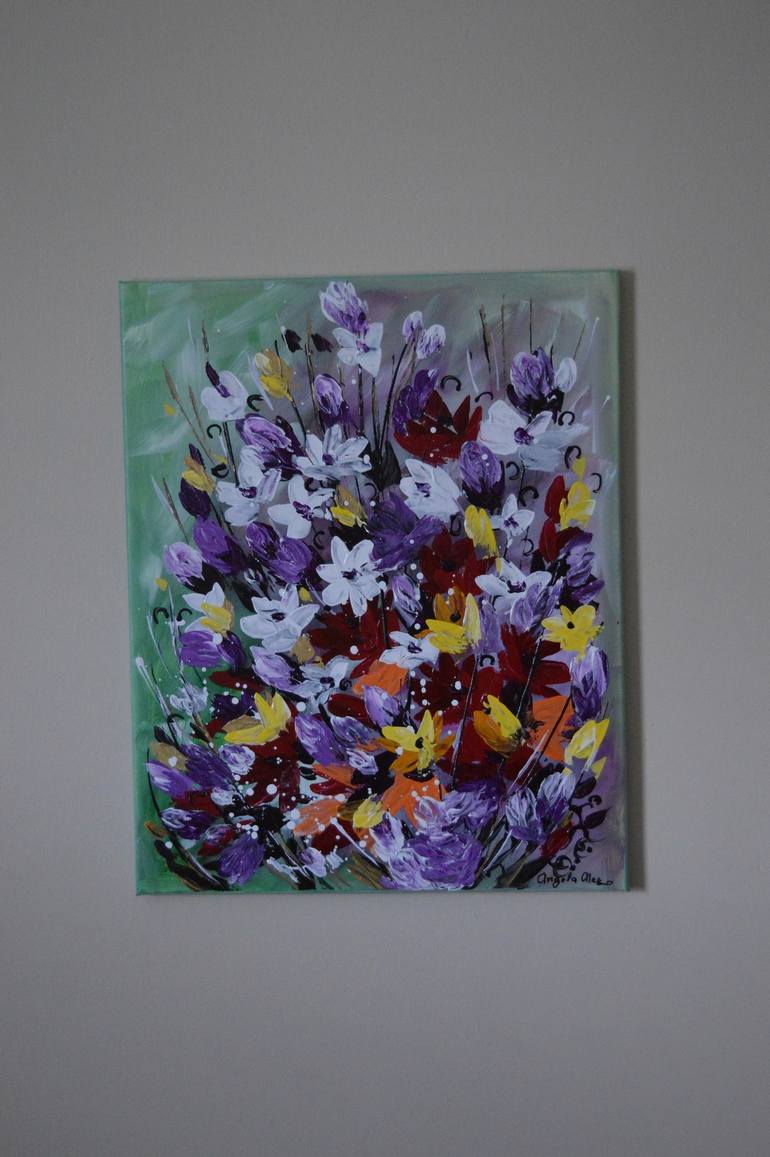 Original Abstract Floral Painting by Angela Alec