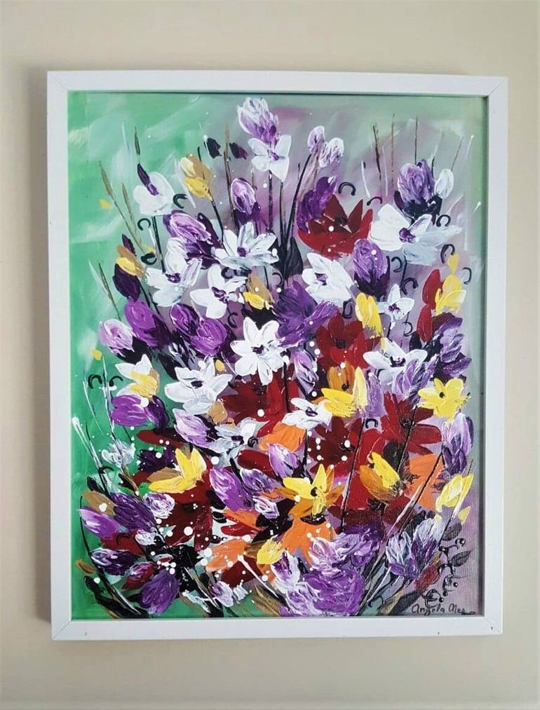 Original Abstract Floral Painting by Angela Alec