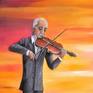 Fiddler. Oil textured painting on 20x20x1.5 wood canvas.
Old fiddler playing his favorite music buy the sea. He is enjoying the sound of his violin mixed with sea breath. Sunset indicates that life went by so fast, and there is so many things he wanted to accomplish, so many songs on his mind that still need to be written, but sun going down, slowly but steady.