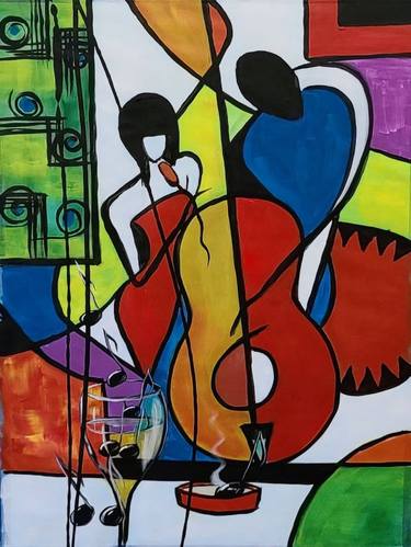 Original Cubism Music Paintings by Angela Alec