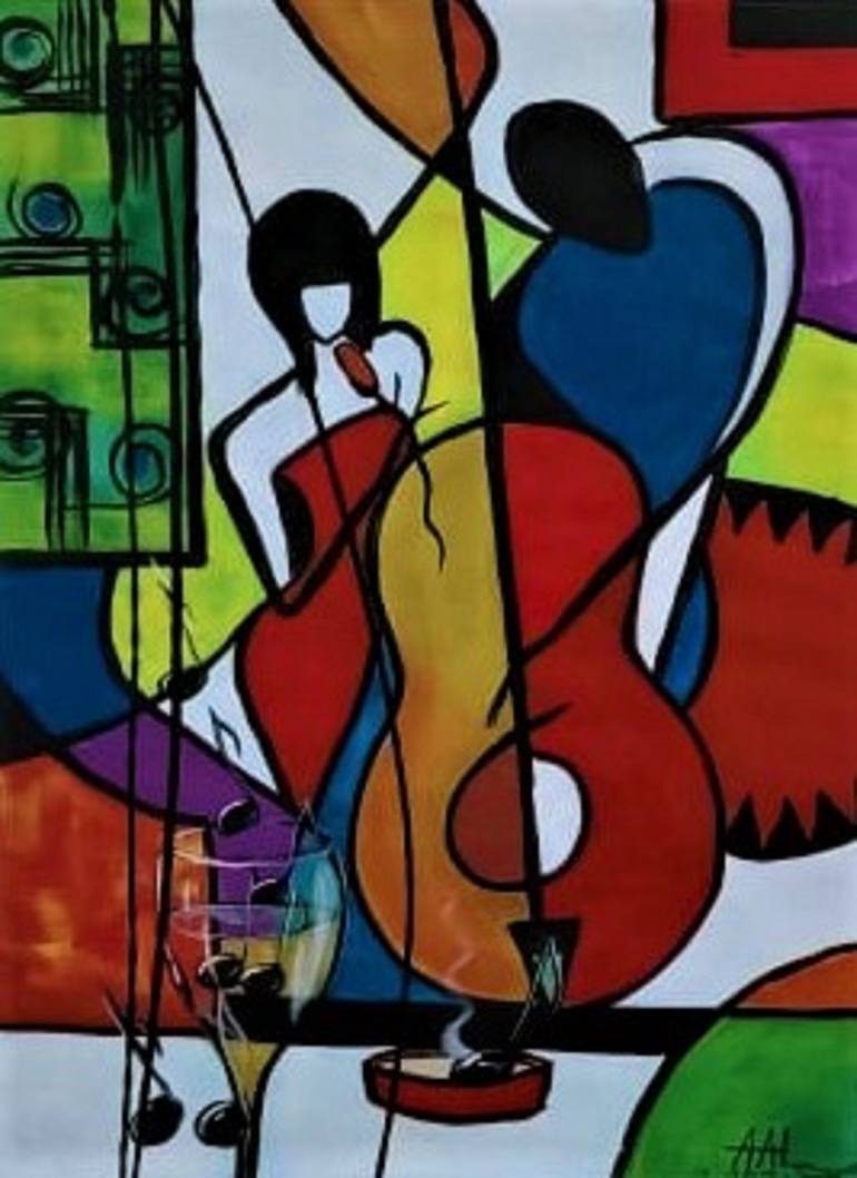 Original Cubism Music Painting by Angela Alec