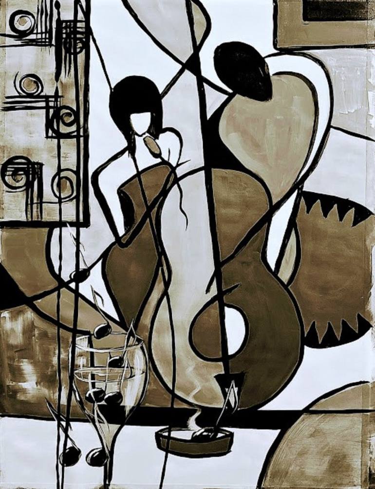 Original Cubism Music Painting by Angela Alec