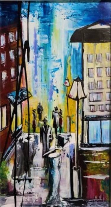 Original Abstract Cities Paintings by Angela Alec