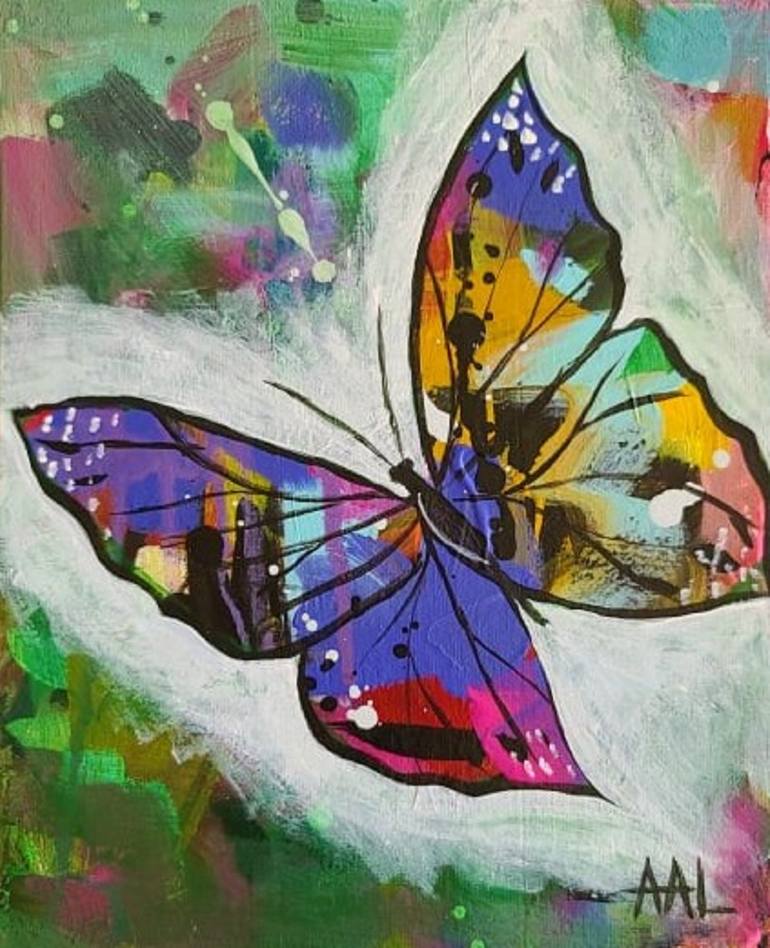 Abstract Butterfly on 8x10 inch canvas board Painting