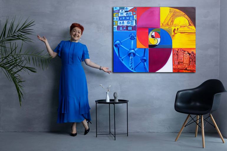 Original Art Deco Travel Painting by Oksana Okhapkina