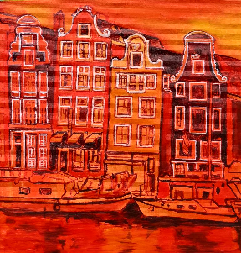 Original Art Deco Travel Painting by Oksana Okhapkina