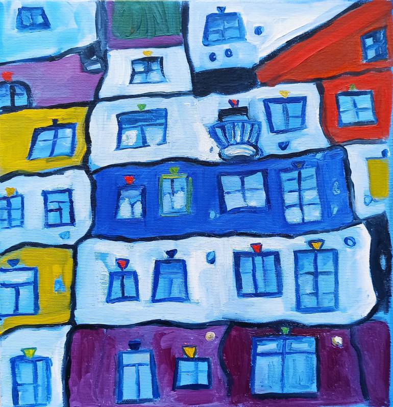 Original Art Deco Travel Painting by Oksana Okhapkina