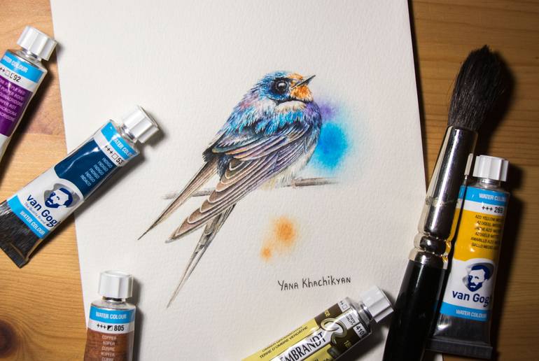 Original Realism Animal Painting by Yana Khachikyan
