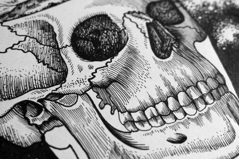 Original Conceptual Outer Space Drawing by Alejandra Karina Saenz Romero