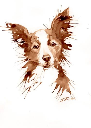 Original Illustration Dogs Paintings by Mariia Znova