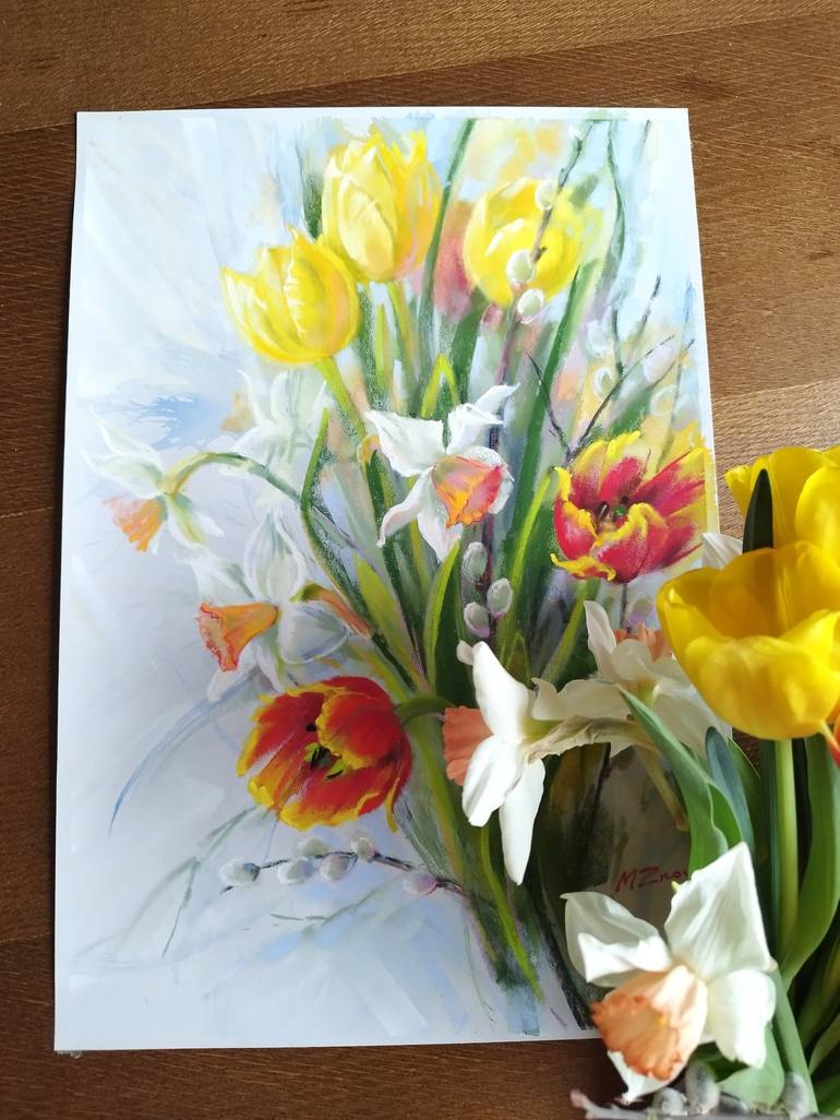 Original Floral Painting by Mariia Znova