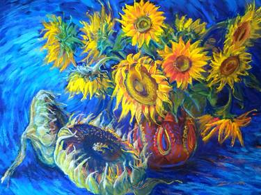 Sunflowers in an oriental vase thumb
