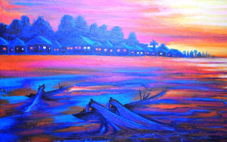 Original Realism Seascape Painting by Rasheed Amodu