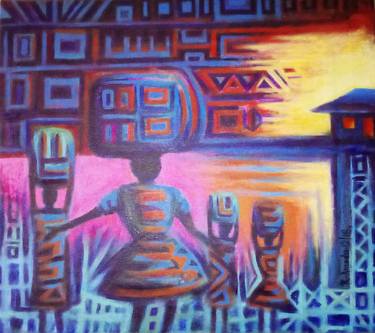 Original Abstract Family Paintings by Rasheed Amodu